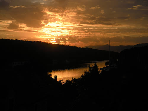 Sunrise over Vrboska marina